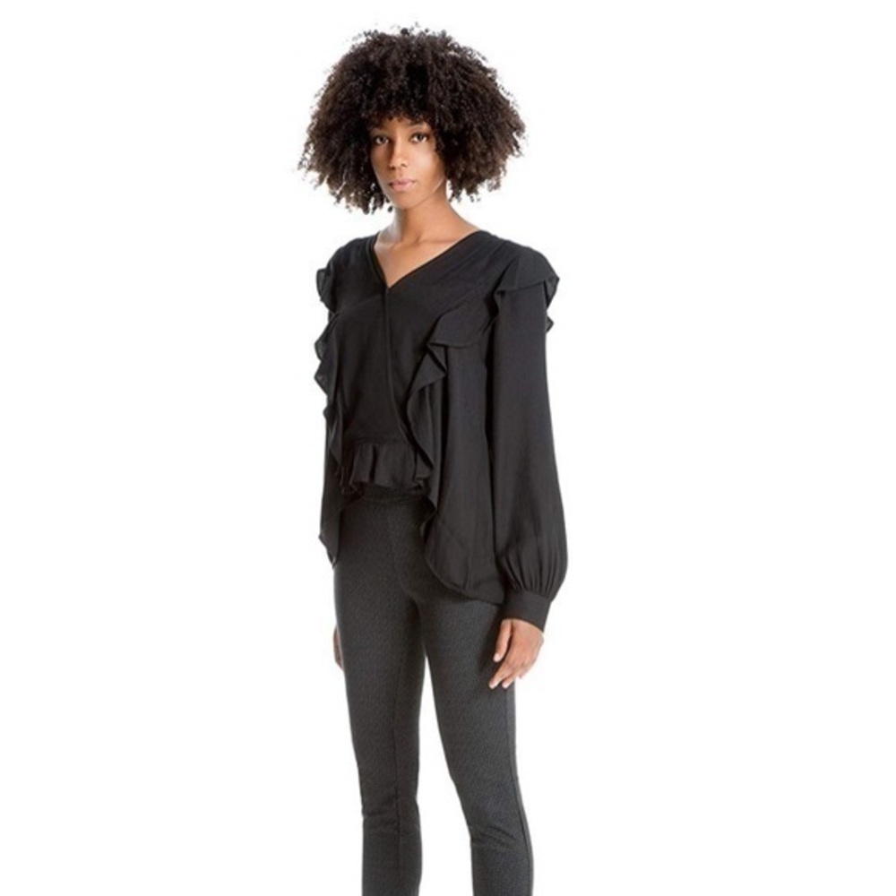 New Women’s MAXSTUDIO Ruffle-Trim Top sz M